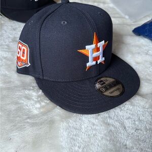 New Era Black Snapback Hat with Orange & White Astros Logo